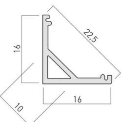 PRF007 SET BK SURF. AL. PROFILE with DIFFUSER, SET of END CAPS and SET OF FIXING CLIPS 3 Mr