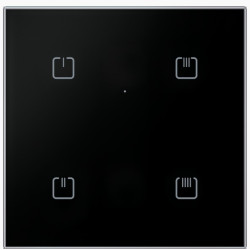 Controler tactil din sticlă - 4 butoane, NEGRU PĂTRAT RFGB-40/B