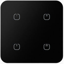 Controler tactil din sticlă - 4 butoane, NEGRU ROTUNJIT RFGB-40/B