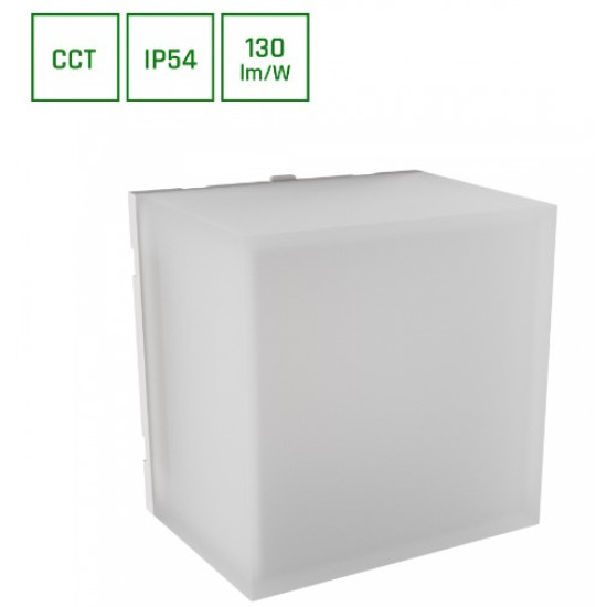 SCATOLLO 5W CCT 230V IP54 100x100x75MM WHITE FACADE LAMP ALB
