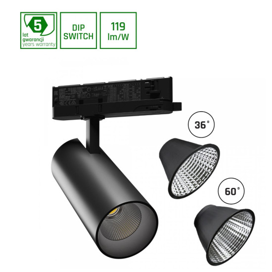 Proiector pe sina trifazata ANDROMEDA Ra>90 15-27W 1600-2600lm NW 230V 36, 60deg IP20 74x170x170  negru