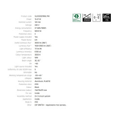 Proiector pe sina trifazata ANDROMEDA Ra>90 15-27W 1500-2500lm WW 230V 36, 60deg IP20 74x170x170  NEGRU