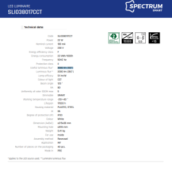 Corp de iluminat cu led ALGINE 22W CCT downlight SPECTRUM SMART,180 mA,230 V,2000 lm (120)°,91 lm/W,-20/+40 °C,17000 h,	IP20,Alb- SpectrumLed