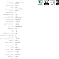 Corp de iluminat cu led ORBITO DOWNLIGHT 10W NW 230V 40deg IP44 Ra90 UGR<19  ALB ROTUND, REFELCTOR NEGRU MAT