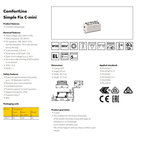 Driver pentru iluminat LED, 8.75W, 350mA, 3-25VDC