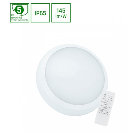 Plafoniera NYMPHEA CITY PRO 2 18/24W CCT 230V 120st IP65 IK08 FI320x80mm ALB ROTUND cu SENZOR