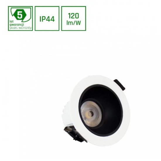 Corp de iluminat cu led ORBITO DOWNLIGHT 10W NW 230V 40deg IP44 Ra90 UGR<19  ALB ROTUND, REFELCTOR NEGRU MAT