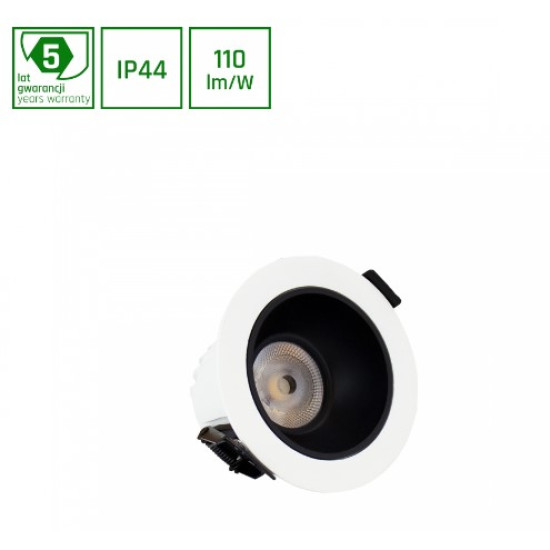 Corp de iluminat cu led ORBITO DOWNLIGHT 10W WW 230V 40deg IP44 Ra90 UGR<19  ALB ROTUND, REFELCTOR NEGRU MAT