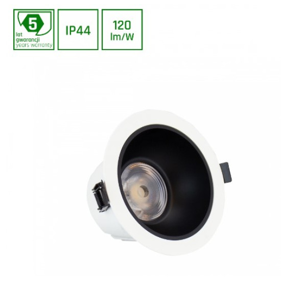 Corp de iluminat cu led  6-20W NW 230V 40deg IP44 Ra90 UGR<19  ALB ROTUND, REFELCTOR NEGRU MAT