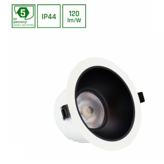 Corp de iluminat cu led  14-27W NW 230V 40deg IP44 Ra90 UGR<19  ALB ROTUND, REFELCTOR NEGRU MAT